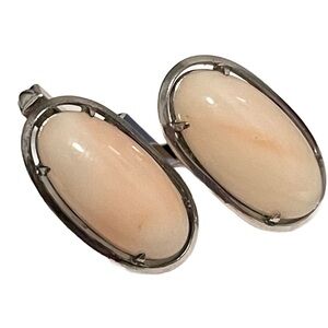 Angelskin Coral Sterling Silver Cufflinks Vintage